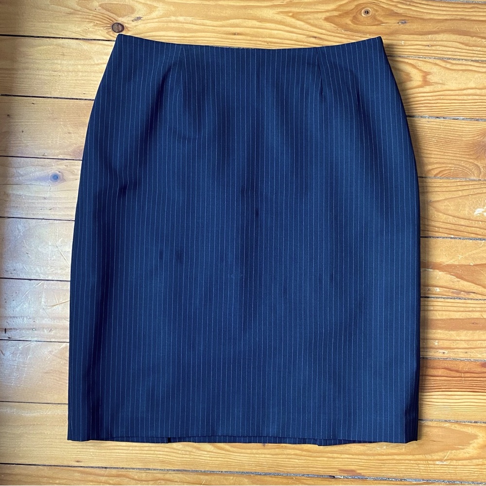 Brooks Brothers Navy Blue Pinstripe Italian Wool Pencil Skirt Size 6P